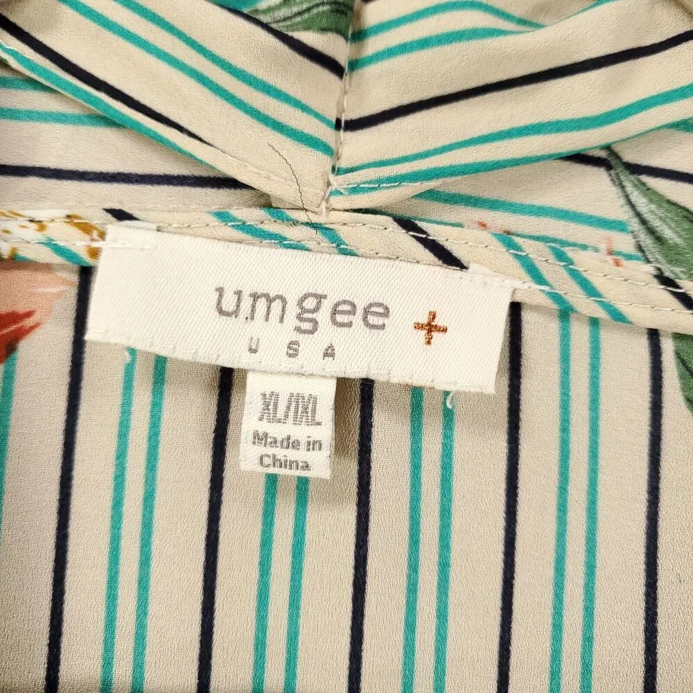 Umgee Cardigan Xl 1XL Mixed Pattern Striped Floral Print Open Front Duster - Picture 6 of 12